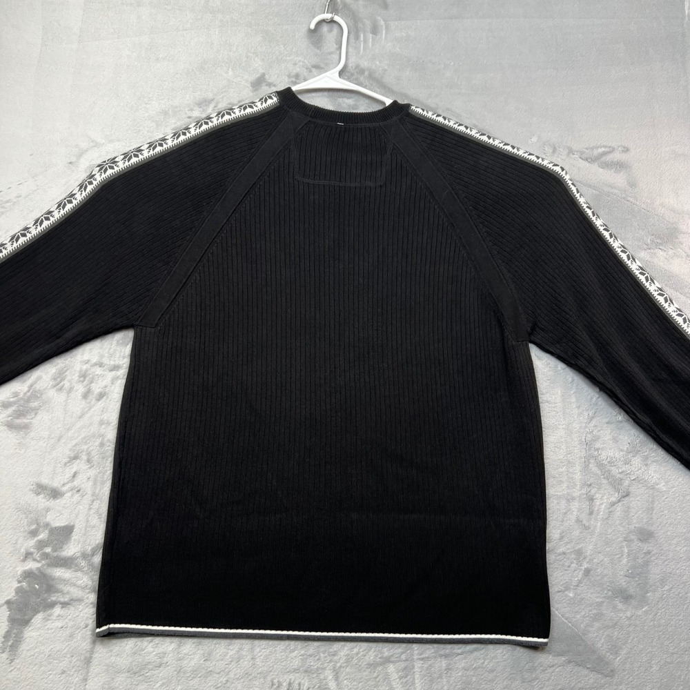 Eddie Bauer Sweater Mens Large Black Ribbed Cotton Tape Sleeve Crewneck - Picture 3 of 6